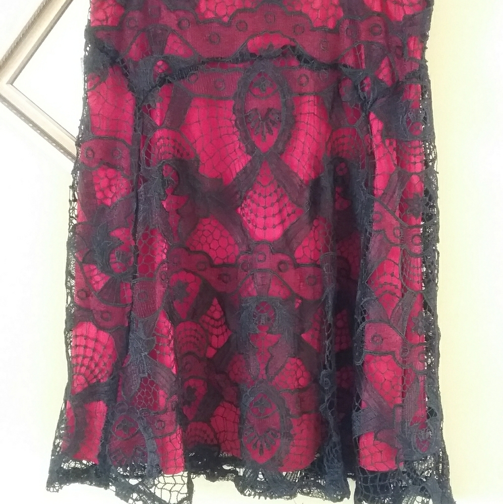 Red skirt with blk. Lace